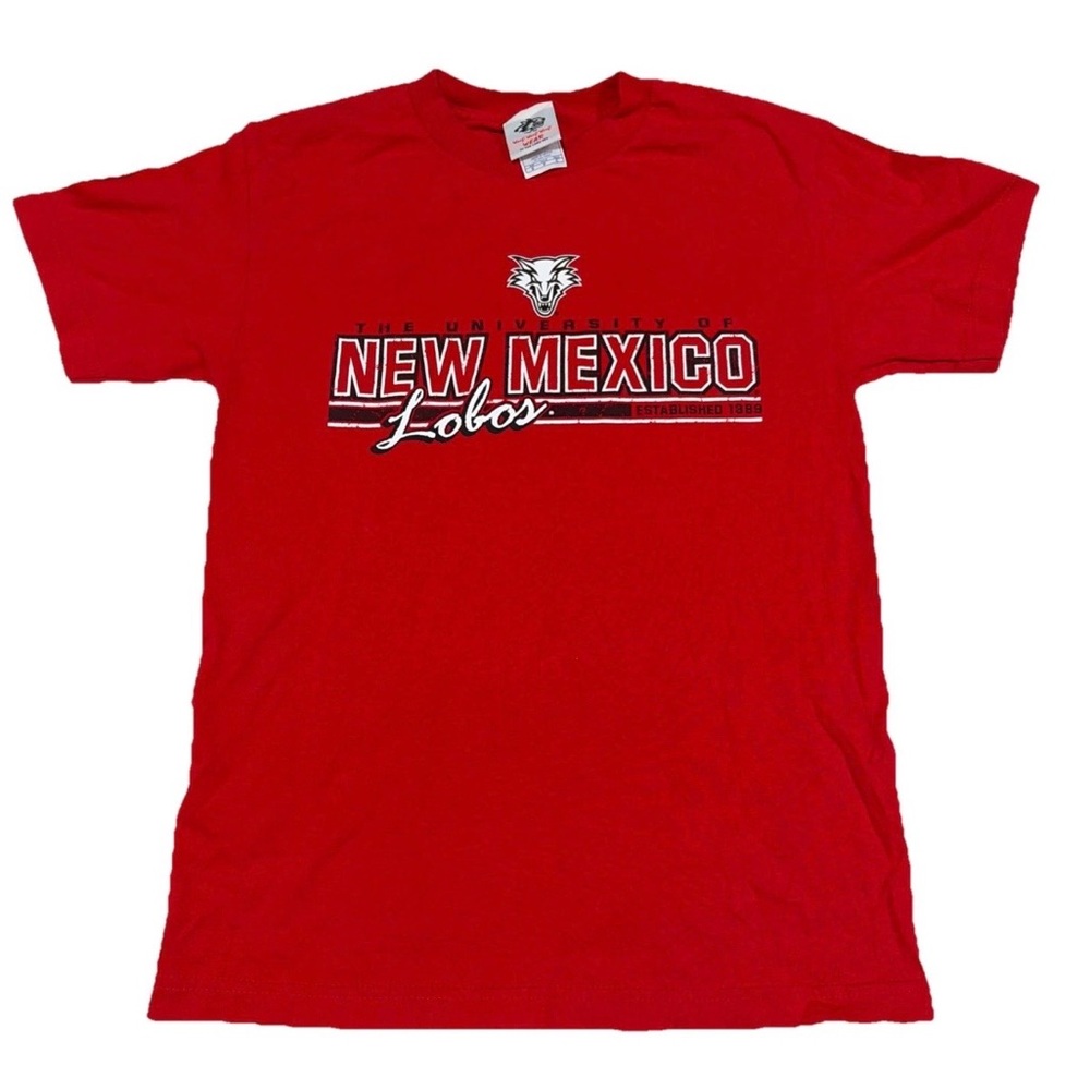 Vintage Y2Ks New Mexico Lobos Red TShirt Adult Sz S Woof Woof Woof Wear